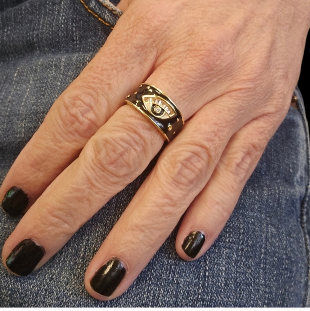 Evil Eye Stackable Ring - Picture 3 of 3